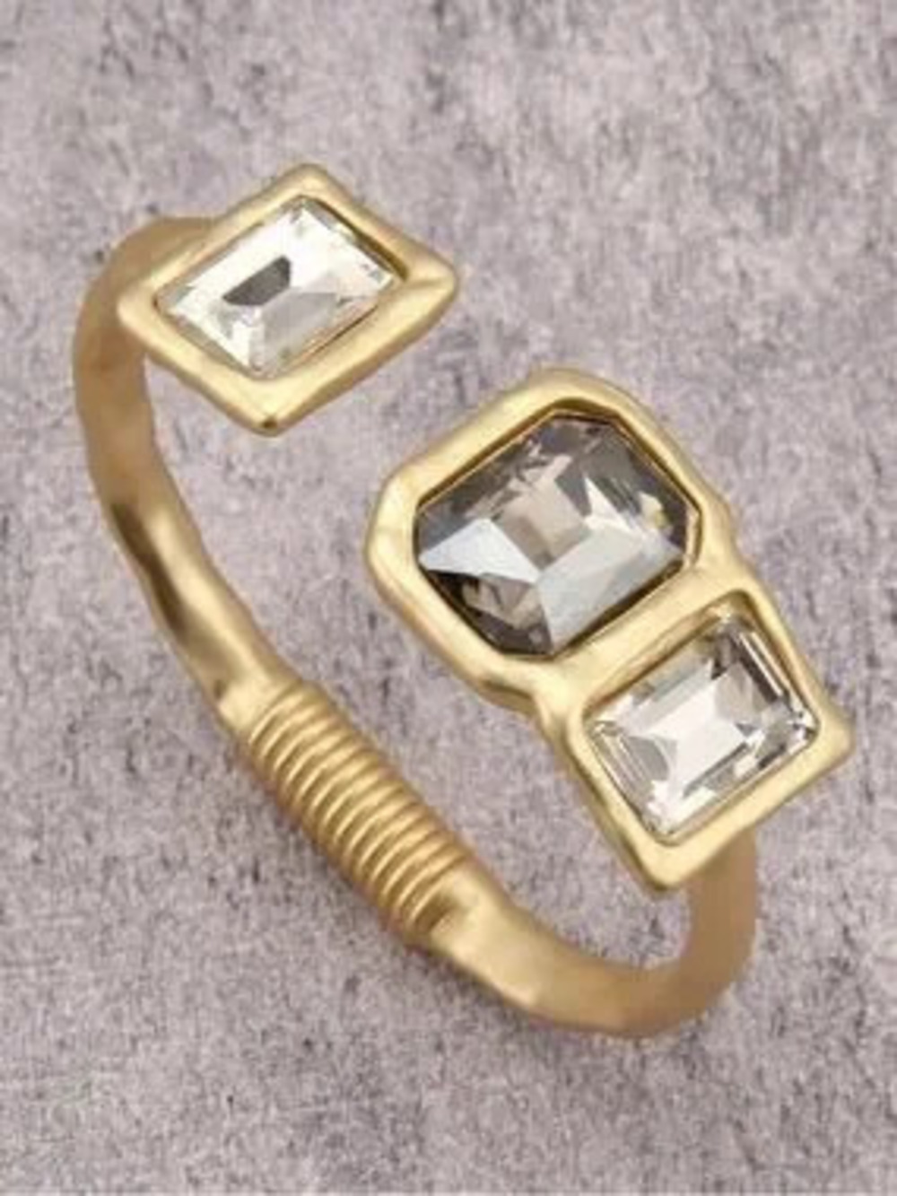 Vintage Style Smoky Crystal Gold Cuff Bracelet